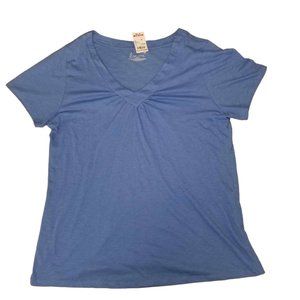 NWT Lane Bryant Women's Blue V-Neck Pullover Short Sleeve Stretch Shirt Sz 22/24